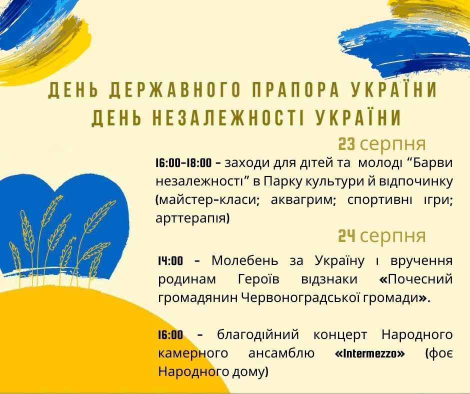 Заходи до Дня Державного прапора України та Дня Незалежності України
