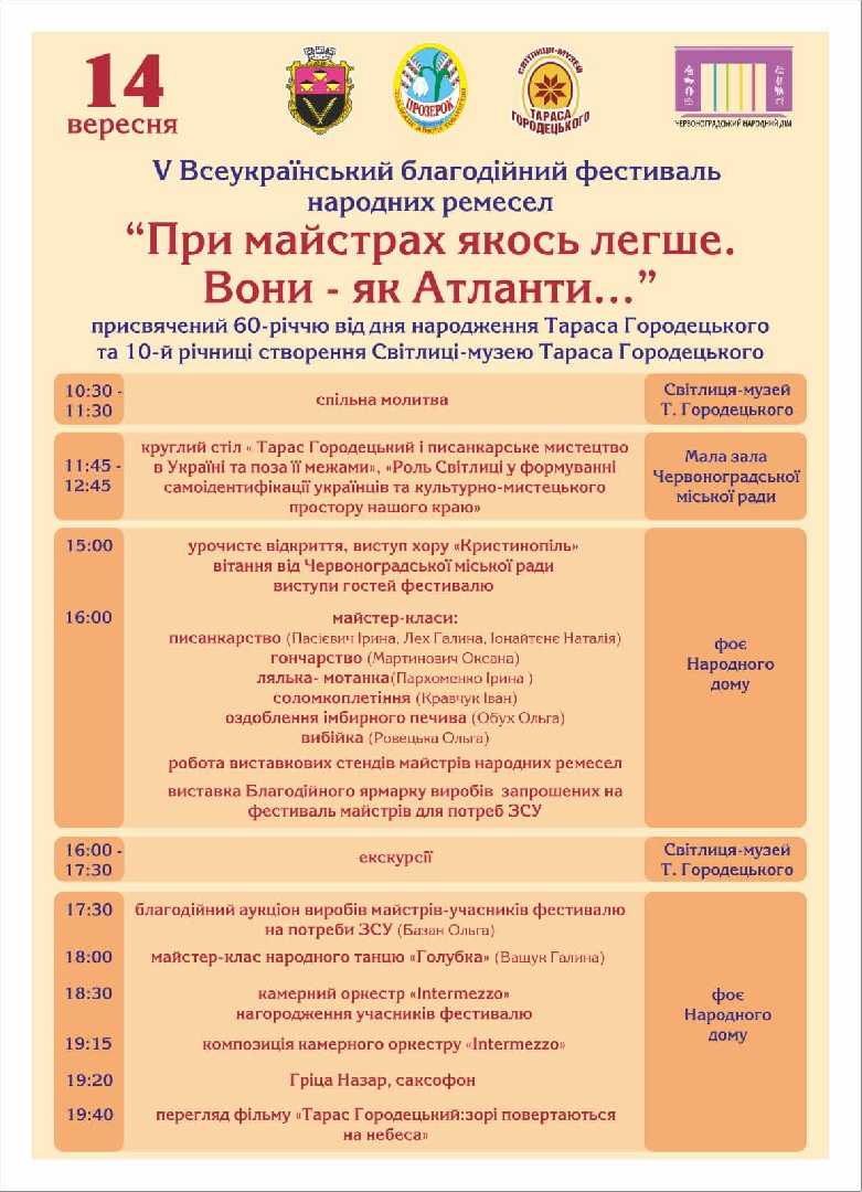 У Червонограді відбудеться V Всеукраїнський фестиваль «При майстрах якось легше. Вони – як Атланти…»